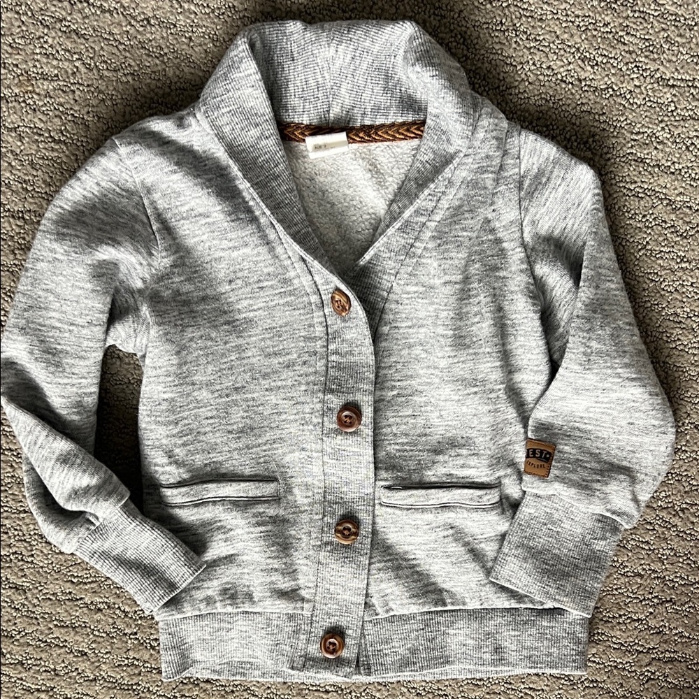 H&M Gray Cardigan with Brown Accents